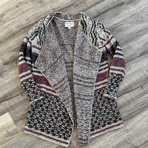 Lucky Brand Burgundy and Cream Knit Cardigan